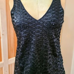 Banana Republic Matte Black Sequin Tank Top